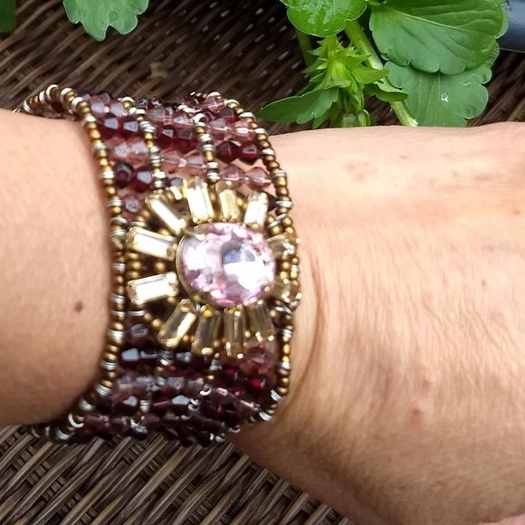 3/$25 vintage y2k red bronze 'crystal' sparkly stretchy bracelet🎈HOST PICK x2🎈 - Picture 1 of 6